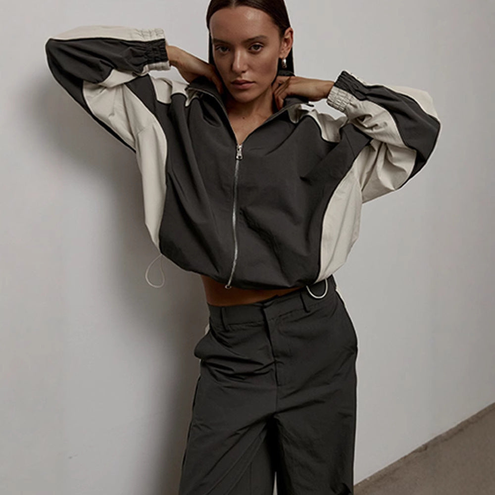 Drawstring Sports Jacket Trousers Suit Women