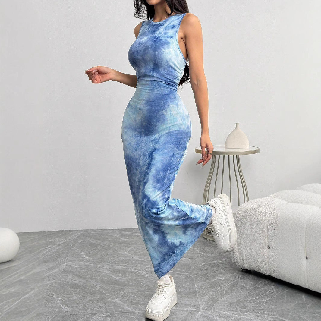 Women's Sleeveless Printed Mid-length Dress