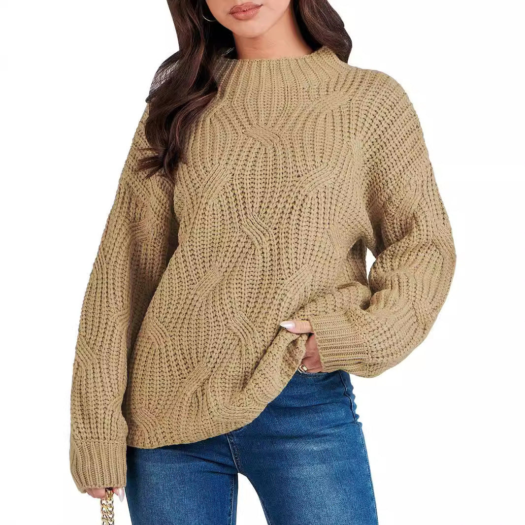 Pull ample décontracté en maille torsadée à épaules tombantes
