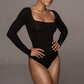 Slim Fit Slimming Square Collar Bottoming Long Sleeve Jumpsuit