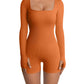 Women's Jumpsuits Thread Square Collar Hip Raise Slim Fit