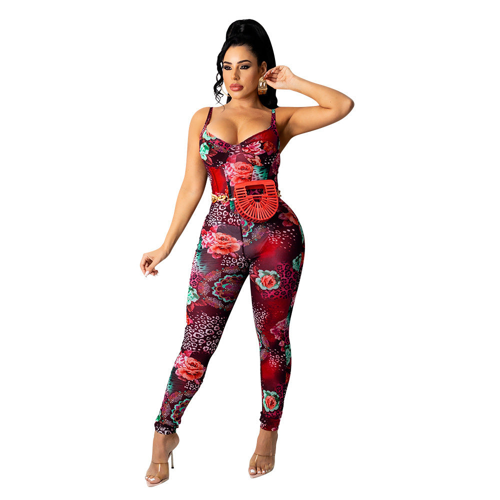 Combinaison pantalon imprimée en maille pour femme