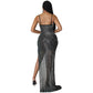 Women's Rhinestone Dress With Straps
