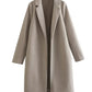 Women's Casual Woolen Lapel Non-buckle Overcoat Coat