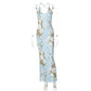 Fashion Printed Backless U-neck Slim Strap Dress