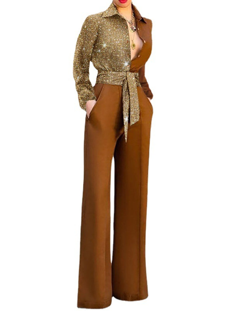 Selling V-neck Casual Jumpsuit In Europe And America