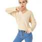 Pull décontracté extensible à col en V pour femme