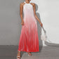 Womens Gradient-Color Fashionable Sexy Backless Halter Dress