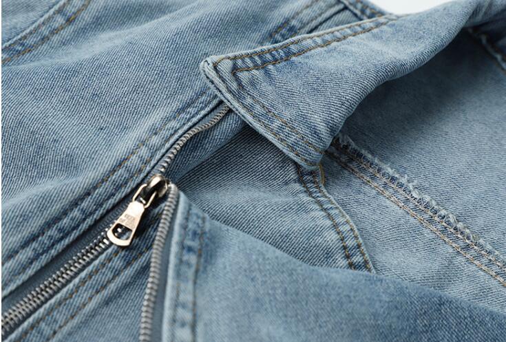 Women's Short Denim Jacket With Large Lapel