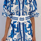 Stylish All-matching Linen Dress With A Chic Print And Lace Trim