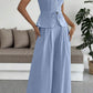 Fashion Suspenders Vest High Waist Wide Leg Pants Two-piece Set