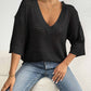 Top Women's Hollow Woven V-neck