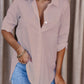 Autumn Simplicity Long Sleeve V-neck Buttons Women's Shirt