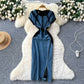 Cross V-neck Lace Stitching Dress