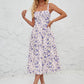 French-style Slip Dress With Side Slit And Print For Women