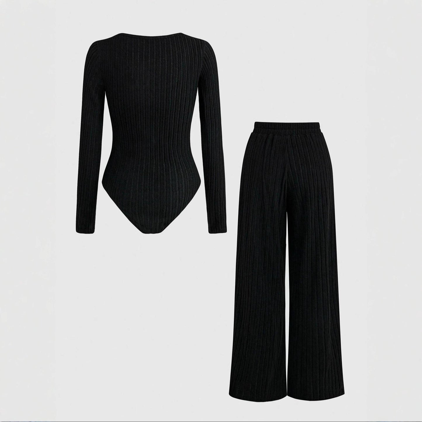 European And American Ladies Square Collar Solid Color Long Sleeve Tights