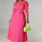 V-neck Long-sleeve Coat-pressed Dress With A Cinched Waist For Women