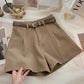 Hong Kong Style Retro Simple High Waist A- Line Wide Leg Pants
