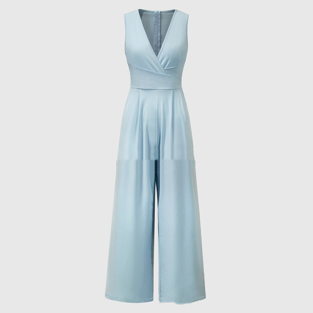 Women's Solid Color Wide Leg Jumpsuit