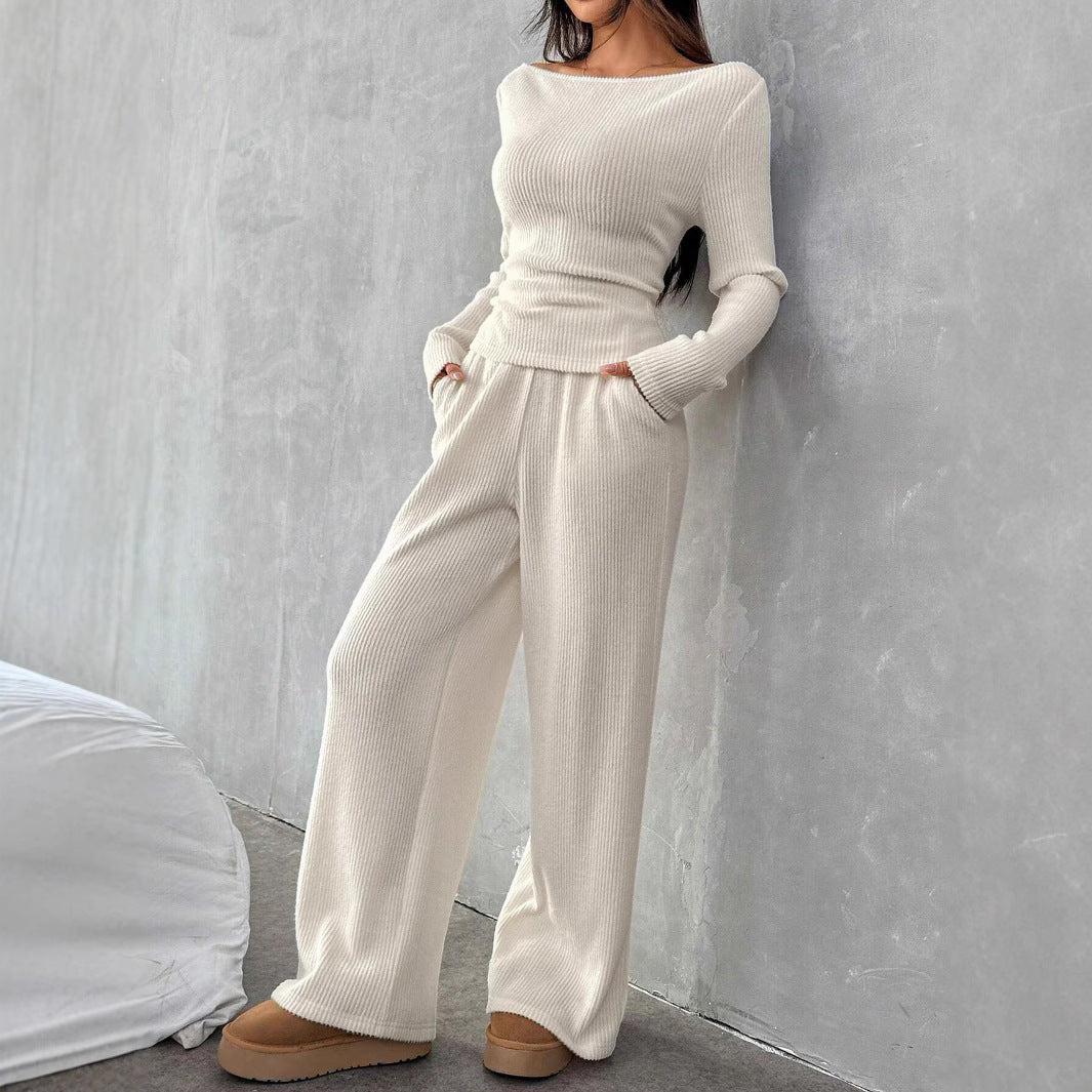Casual Long Sleeve Straight-leg Pants Loose Temperament Suit