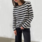 Pull rayé à manches longues en tricot, pull polyvalent, vêtements pour femmes