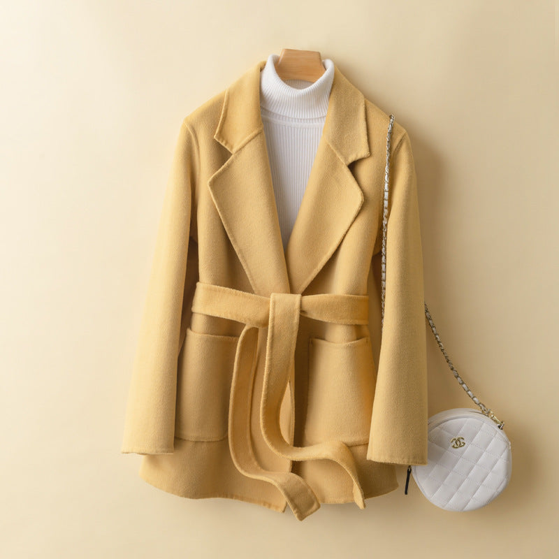 Manteau en laine coupe slim, double face, pure laine et cachemire