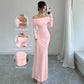 Women's Off-shoulder Fashion Slim Temperament Sheath Dress