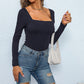Tight Off-neck Sunken Stripe Knitted Jumpsuit