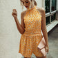 Floral halter strapless women's jumpsuit