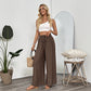 Casual Simple Style Lace-up Embroidered Loose Wide-leg Pants