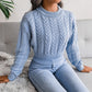 Twist Waist Knitted Cropped Sweater Women's Clothing
