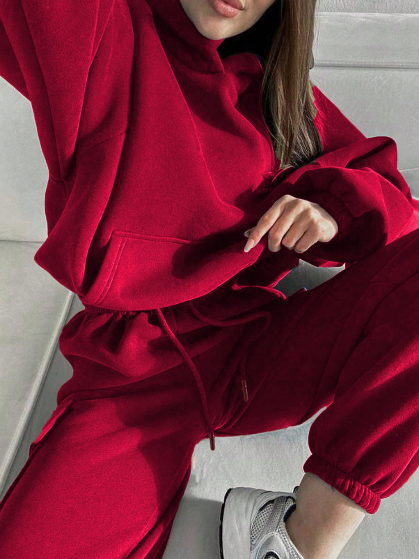 Female Solid Color Fashion Sports And Leisure Sweater Suit