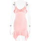 V-neck Brace Dress Fashion Girl High Waist Backless Hip Skirt