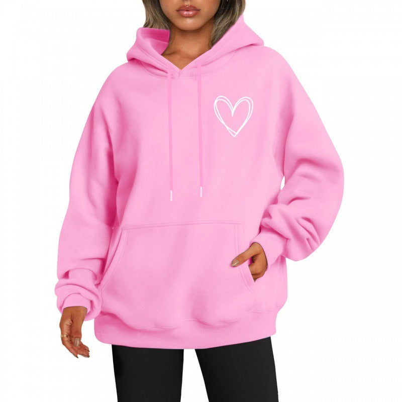 Sweat à capuche brossé style coréen pour femme, style décontracté