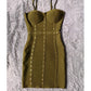 Robe à bretelles perlée faite à la main, jupe courte bandage