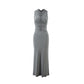 Sleeveless Pleated Elegant Solid-color Maxi Dress
