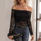 Elegant Fan-shaped Collar Off-shoulder Lace Top