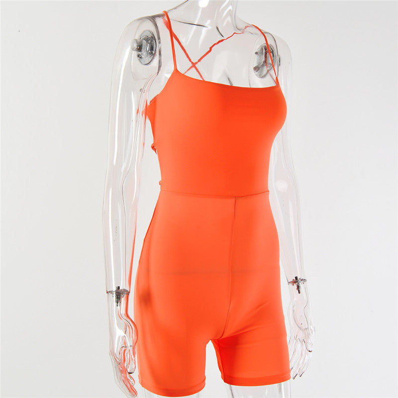 Sleeveless jumpsuit shorts