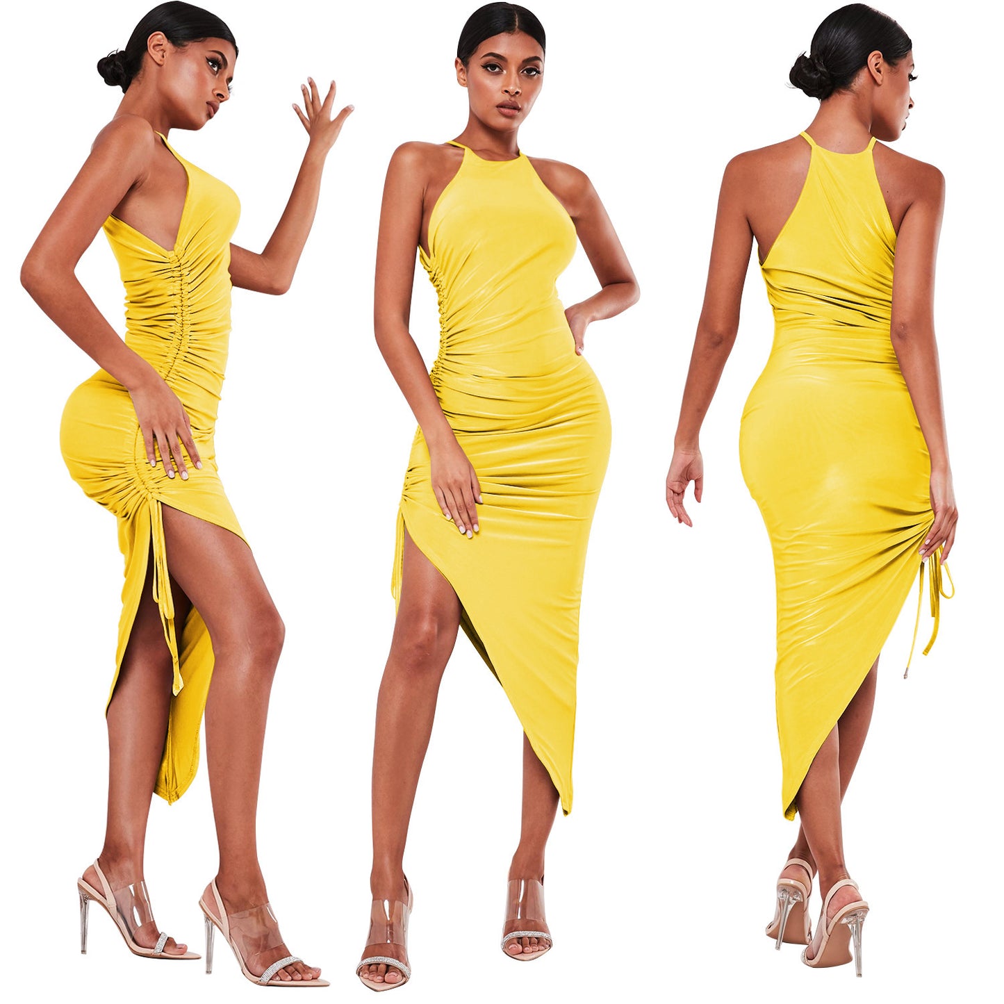 Robe irrégulière pour femme avec bretelles