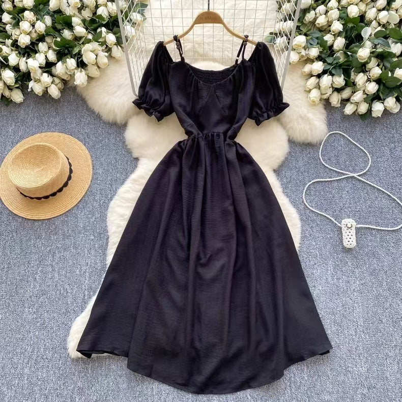 Sweet Designer-style Cutout Halterneck Off-shoulder Dress