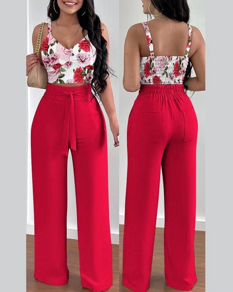 Costume deux pièces à bretelles tendance pour femme