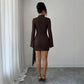 New Arrival Knitted Textured Solid-color Slim-fit Figure-flattering Dress With Metallic Buttons