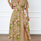 Sexy V-Neck Short-Sleeve Printed Waist-Cinching Dress
