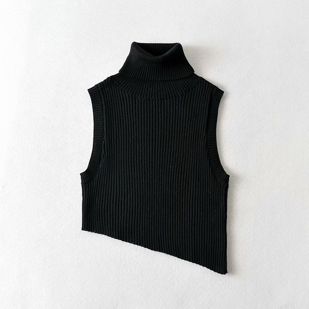New European and American slim-fitting high-neck thick knitted T-shirt