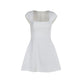 Fashion Style Temperament Commute Short Sleeve Square Collar Vest A Swing Mini Dress