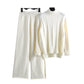 High-end Mock Neck Sweater Wide-leg Pants Suit Women