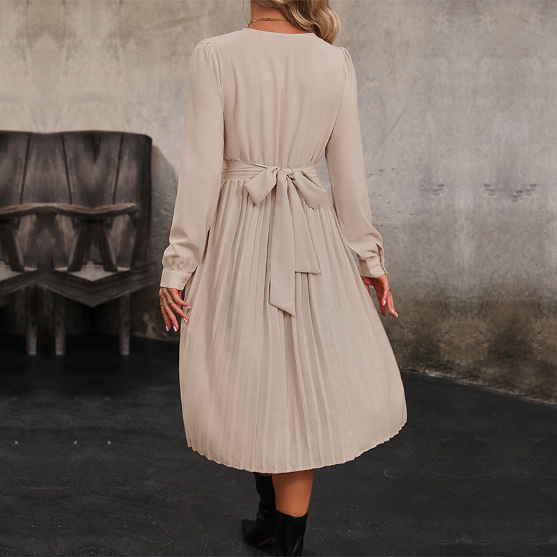 Robe plissée en dentelle pour femme