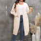 Pull ample mi-long tissé grande taille, style européen et américain, manteau à manches lanternes et double poche