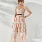 Rose Lace Hollow Embroidered Short Sleeve Dress Women