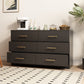 Black Color Large 6 Drawers Chest Of Drawer Dressers Table With Golden Handle